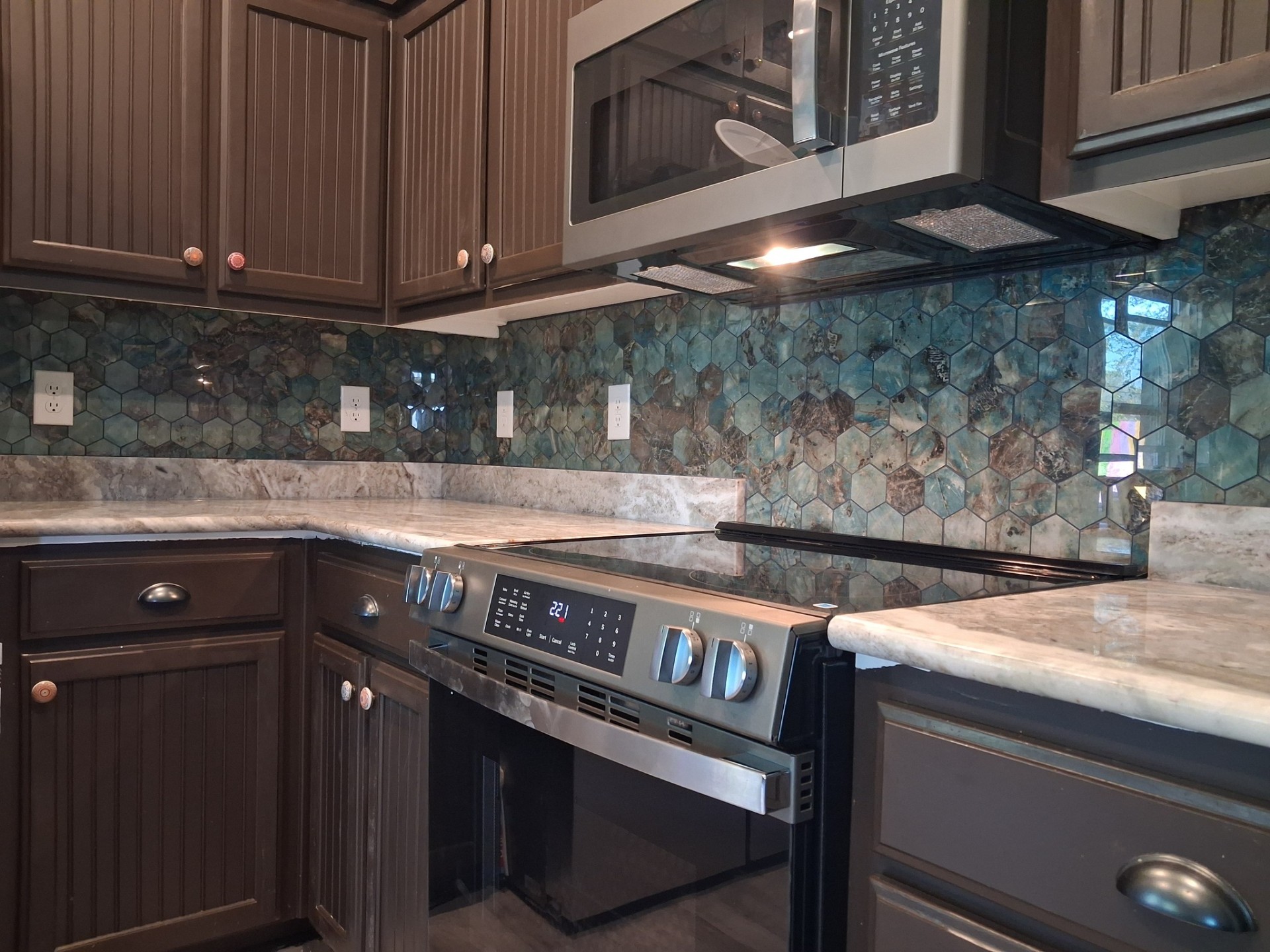 Aqua Hex Backsplash